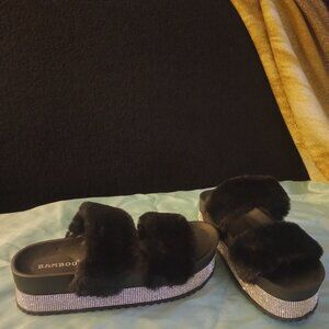 Bamboo Stacked Slides (Black, size 7)